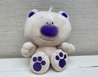 Mowbray Teddy Bär weiche Plüsch Mütze Spielzeug mit lila weichen Nase und Pfoten 20,5 cm