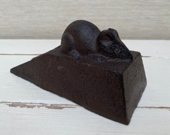Cast Iron Mouse Door Wedges - brown