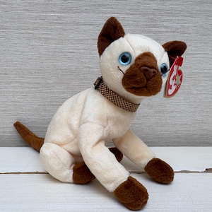 Ty Beanie Baby “Siam” The Siamese Cat Plüschtier Plüschtier Mütze 19.Oktober 2000 mit Anhänger