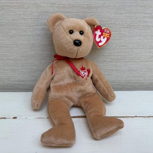 TY Beanie Babies True Beige  Teddy Bear - Red Maple Leaf Canada July 1st 2003 Beanie Soft Toy Plush with Tag 8.5&quot;