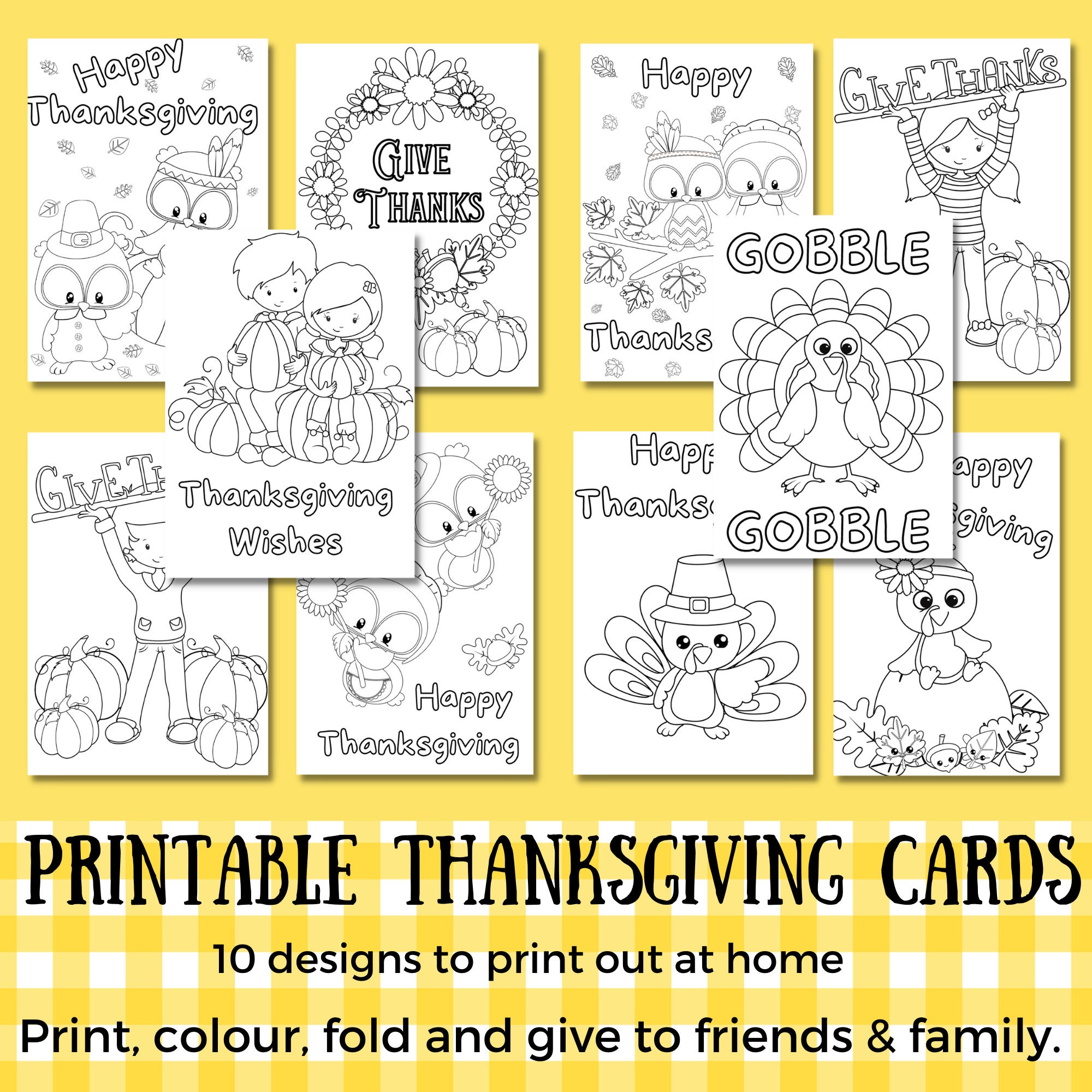 Thanksgiving Printable Cards. DIY Thanksgiving Craft for Kids. Fun ...