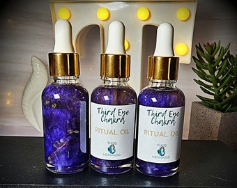 THIRD EYE CHAKRA Ritual Oil - Manifestation Oil, Spell Oil, Ritual Oil, Anointing Oil, Altar Oil. Chakra Oil, Activate Chakra