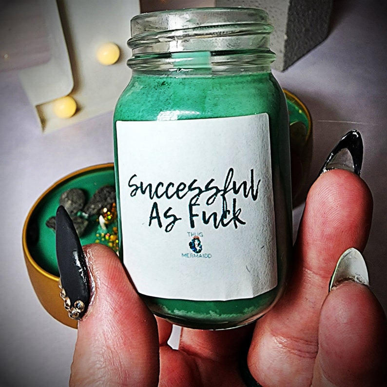 SUCCESSFUL AS FUCK Manifestation Candle Ritual Candle, Spell Candle, Altar Candle, Loa, abundance spell, money spell, prosperity image 4