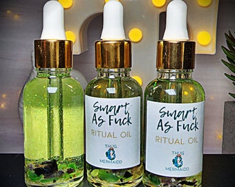 SMART AS FUCK Manifestation Oil -  Spell Oil, Ritual Oil, Anointing Oil, Altar Oil. test spell, knowledge spell, college spell, exam spell