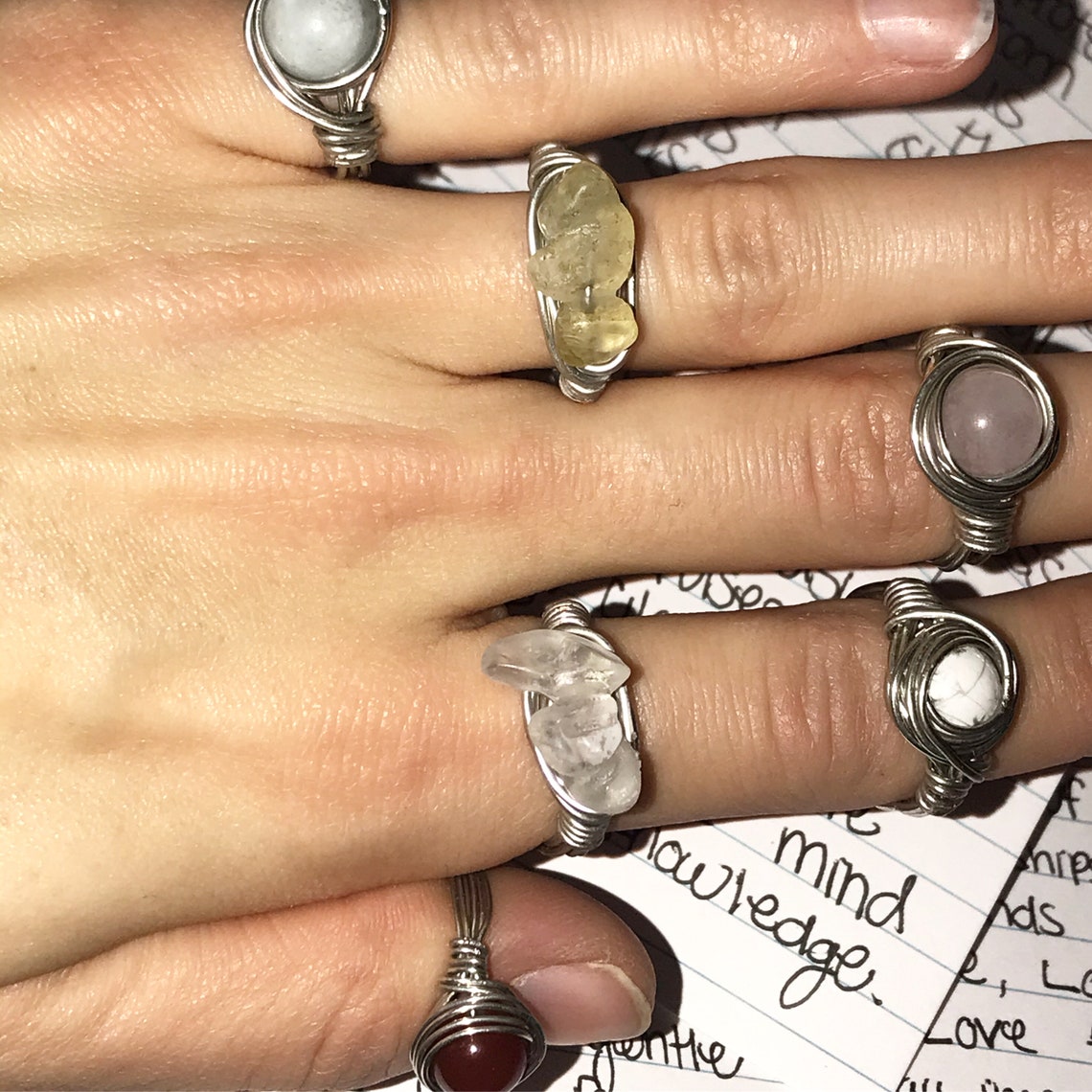 Healing Crystal Rings Etsy