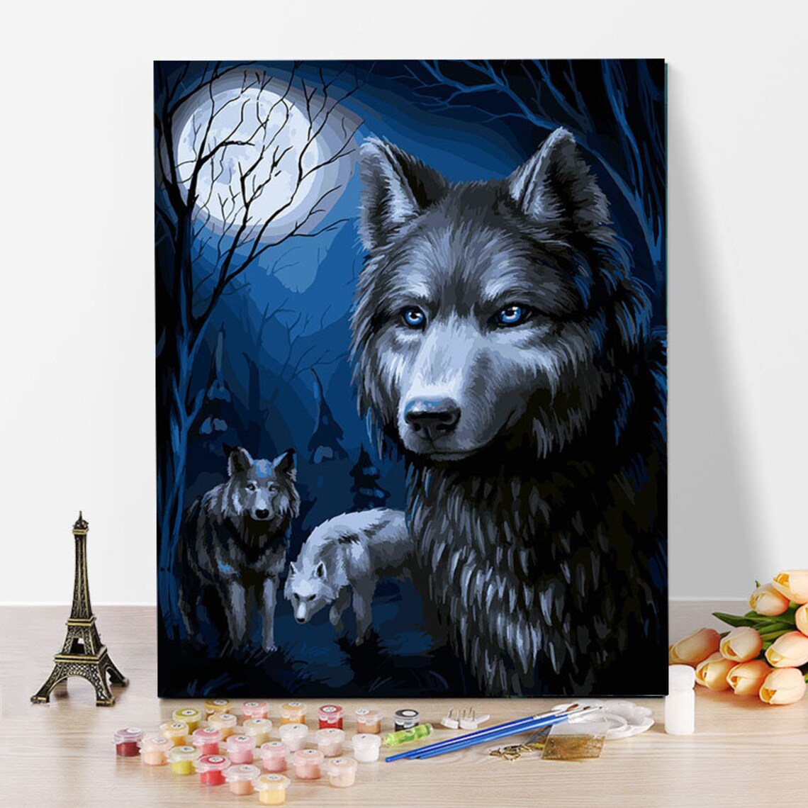Wolf Birch Paint by Number kit Home Decoration Color by Etsy