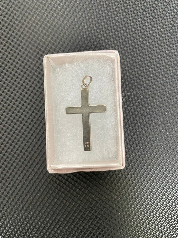 10K White Gold Cross Vintage 1970s - image 2