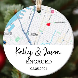 Verlobung Ornament Geschenk, Landkarte Ornament, Karte zur Verlobung, personalisiertes Geschenk für Paar, Verlobung, Weihnachtsgeschenk für sie