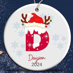 Adorno con nombre de la letra D, adorno navideño 2024, adorno personalizado, adorno personalizado con nombre, adorno navideño familiar, regalo de Navidad