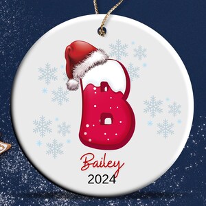 Ornamento de nome da letra B, ornamento de família 2024, ornamento inicial personalizado, nome de ornamento personalizado, ornamento de Natal da família, presente de Natal