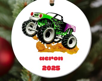 Green General Monster Truck, Monster Jam for Kids, Gift for Kids, Custom 2025 Christmas Tree Ornaments, Personalized New Monster Truck