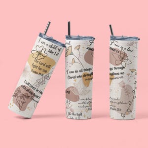 Christian Affirmation Tumbler, Bible Verse Tumbler for Christian Wedding Gift, Daily Bible  Affirmations Tumbler and Straw, Gift for Her