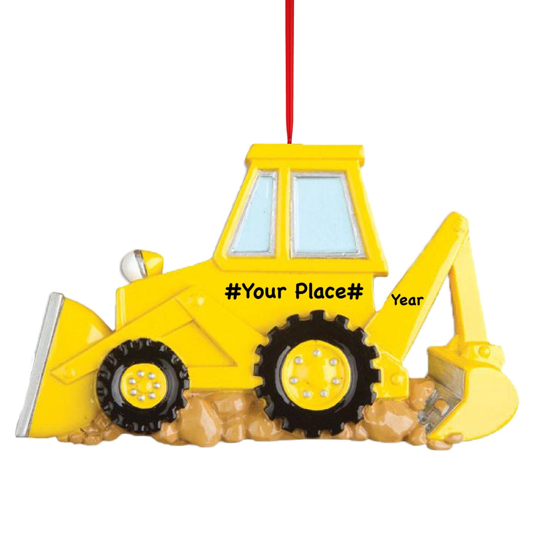 Yellow Back Hoe Personalized Christmas Halloween Thanksgiving for Kids