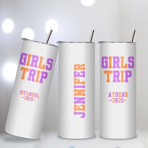 Girls Trip 20oz Tumbler, Personalized Girls Trip Tumbler for Ladies with Names, Trip Gifts, Vacation Tumbler, Girls Weekend Trip Cup
