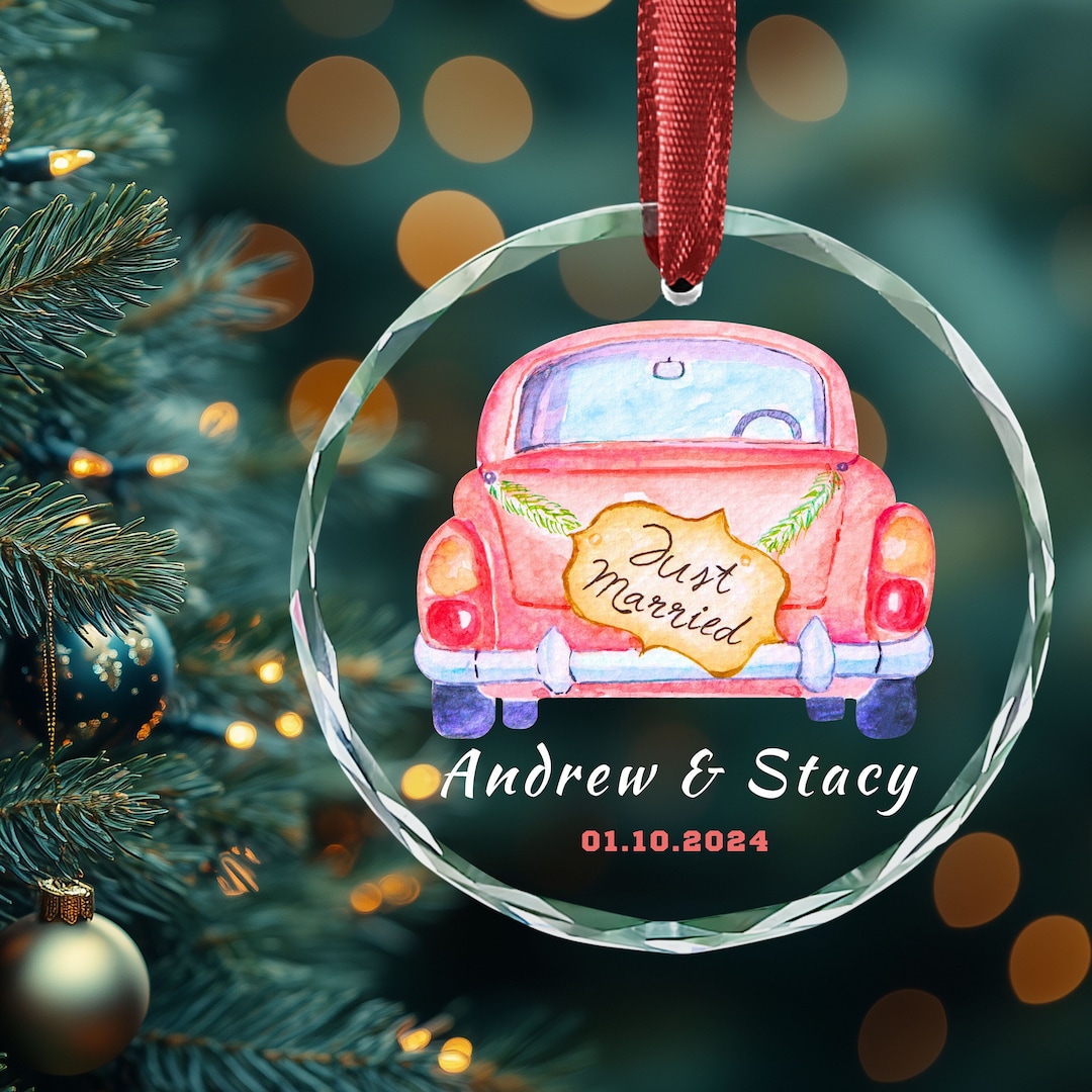 Personalized Gift for Couple First Christmas Married Ornament Just