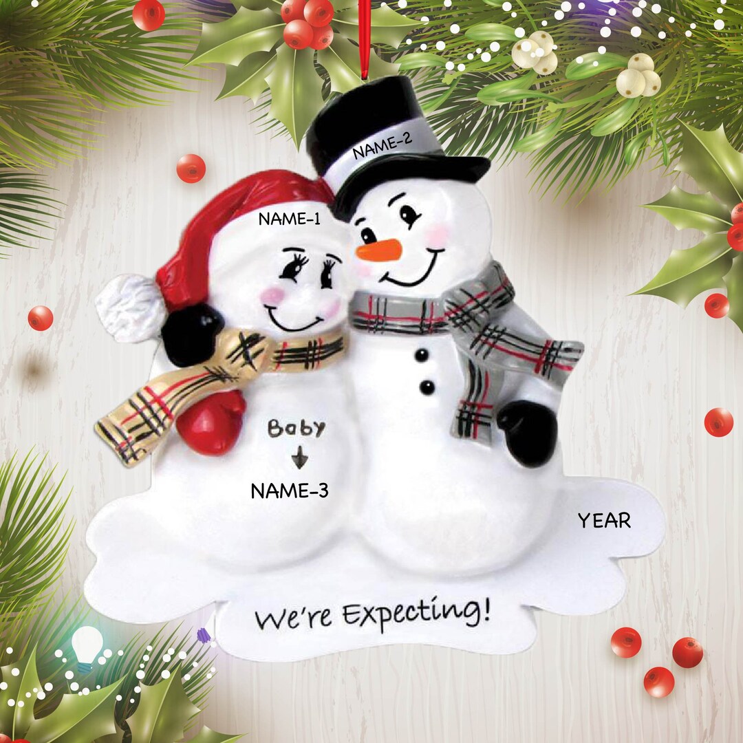 Snowman We're Expecting Child Baby Personalized Christmas Couple ...