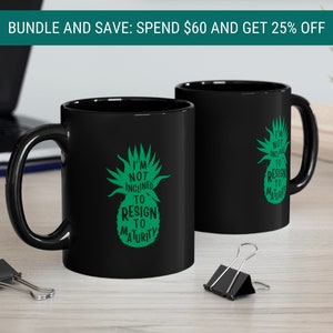 NOUVELLEMENT CONÇU Mug Pas enclin à démissionner de l&#39;échéance | tasse d&#39;ananas psychédélique | tasse de fan psychédélique | Cadeau pour fan Psych | Mug citations psychédéliques