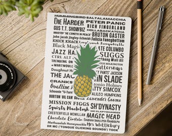 Many Names of Burton Guster Notebook | Psych Pineapple | Softcover Lined Notebook | Psych Fan Gift | Psych Fan Notebook | Perfect Gift