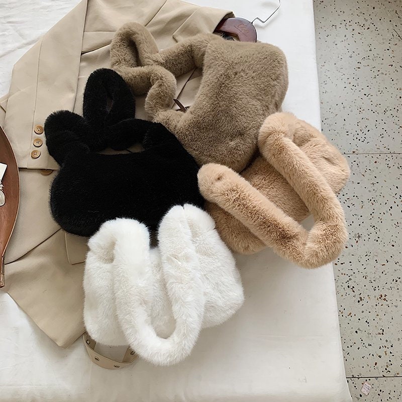 Fur Baguette Handbag, Fluffy Handbag, Soft Handbag, Y2k Bag, Shoulder ...