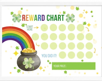 Editable Reward Chart For Kids St Patrick Pot Of Gold Behavior Chart Toddler Printable Reward Chart Potty Chart Instant Download