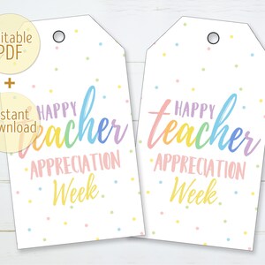 Printable Happy Teacher Appreciation Week Editable PDF Cookie Tag ...