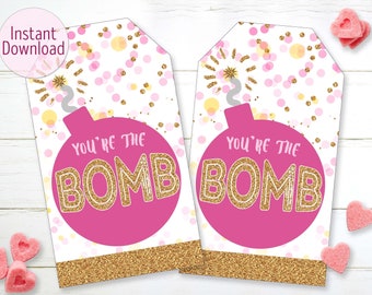 Printable You're The BOMB Gift Tag Bath Bomb Favors Tag Cocoa Bomb Favor Tags Happy Nurses Week Hang Tag INSTANT DOWNLOAD