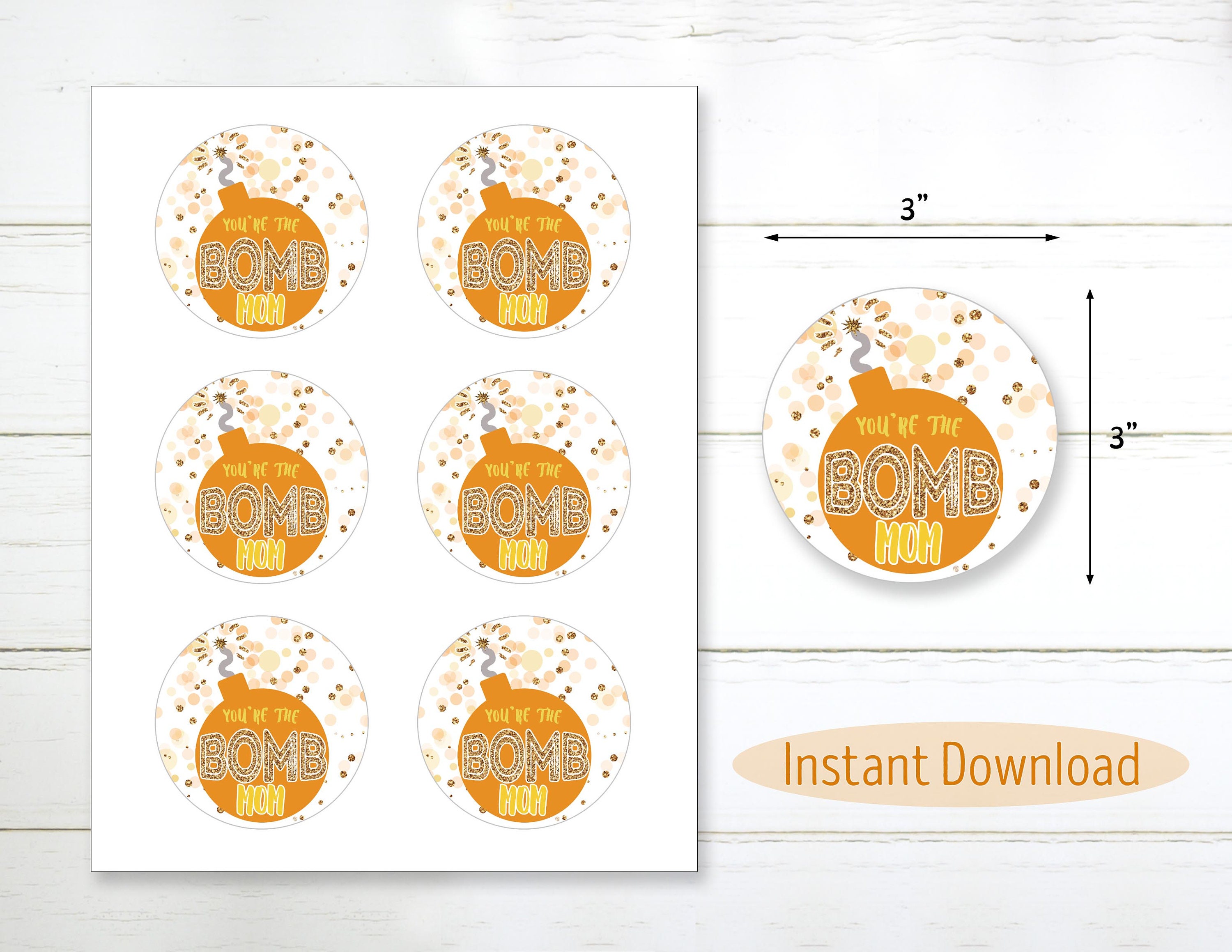 Printable You're The BOMB Mom Mother's Day Gift Tag | Etsy