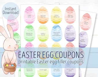 Printable Easter Egg Filler Coupons Kid's Holiday Coupons Reward Coupons for Kids Easter Egg Hunt Prize Easter Activity INSTANT DOWNLOAD