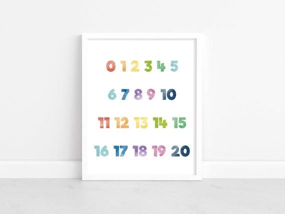 Rainbow Numbers Printable Home School Educational Print | Etsy