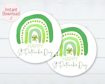Happy St. Patrick's Day Printable Cookie Tag Saint Patricks Day Cookie Card Gift Tag 2" Favors Tag St Patty's Gift Label INSTANT DOWNLOAD
