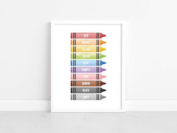 Rainbow Crayon Colors Printable Home School Educational Print Nursery Wall Art Preschool Poster Classroom Decor Kids Playroom Decor