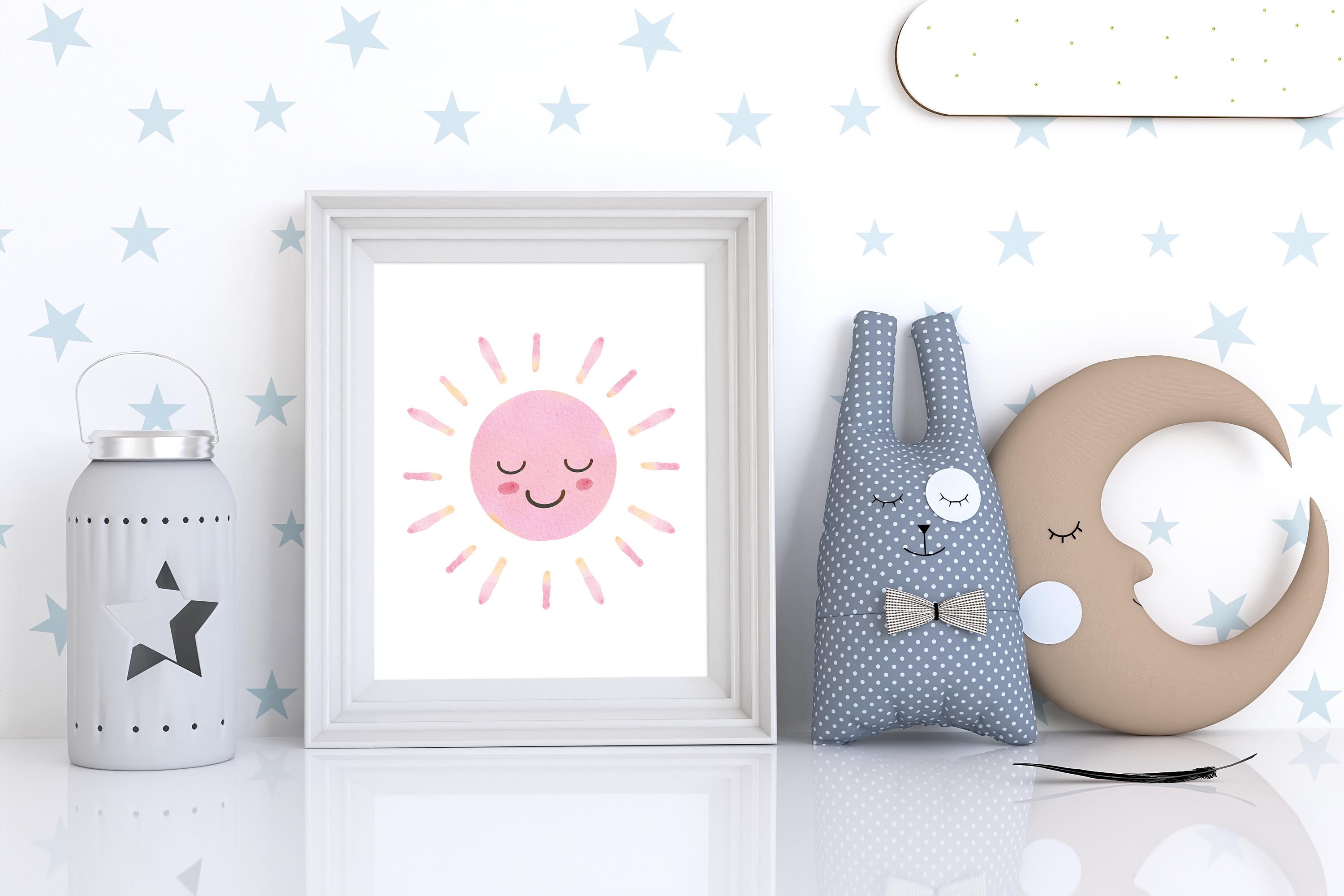 Pink Sun Nursery Print Kids Room Wall Decor Nursery Printable Etsy