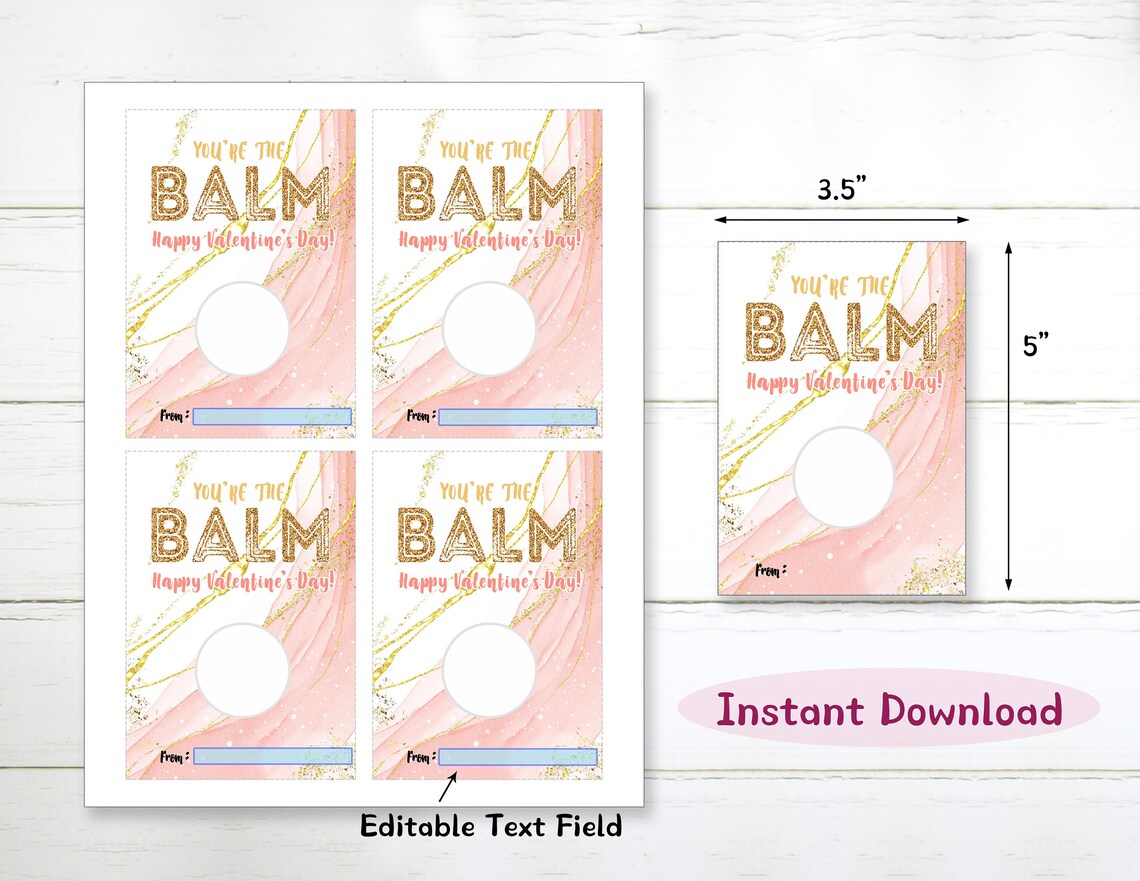 Editable EOS Lip Balm Valentine You're the Balm - Etsy