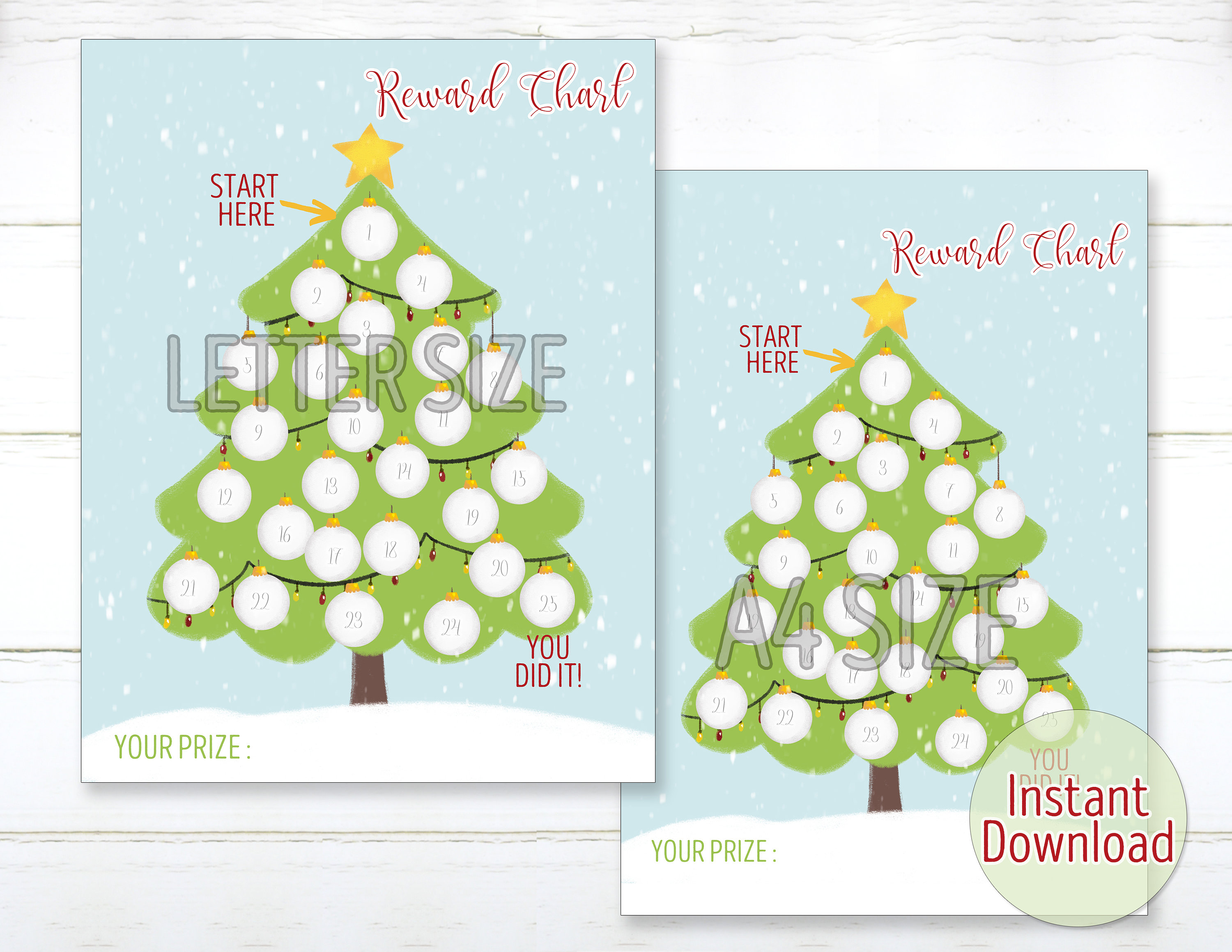 printable christmas tree reward chart for kids winter behavior