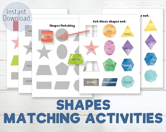 Shapes Matching Printables Learning Busy Book Page Homeschool Educational Sheets Toddler Activity Preschool Worksheets for kids