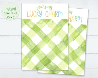 You're My Lucky Charm Mini Cookie Card Printable Happy St. Patrick's Day Cookie Tags 3.5"x5" Saint Patricks Card Gift Tag INSTANT DOWNLOAD