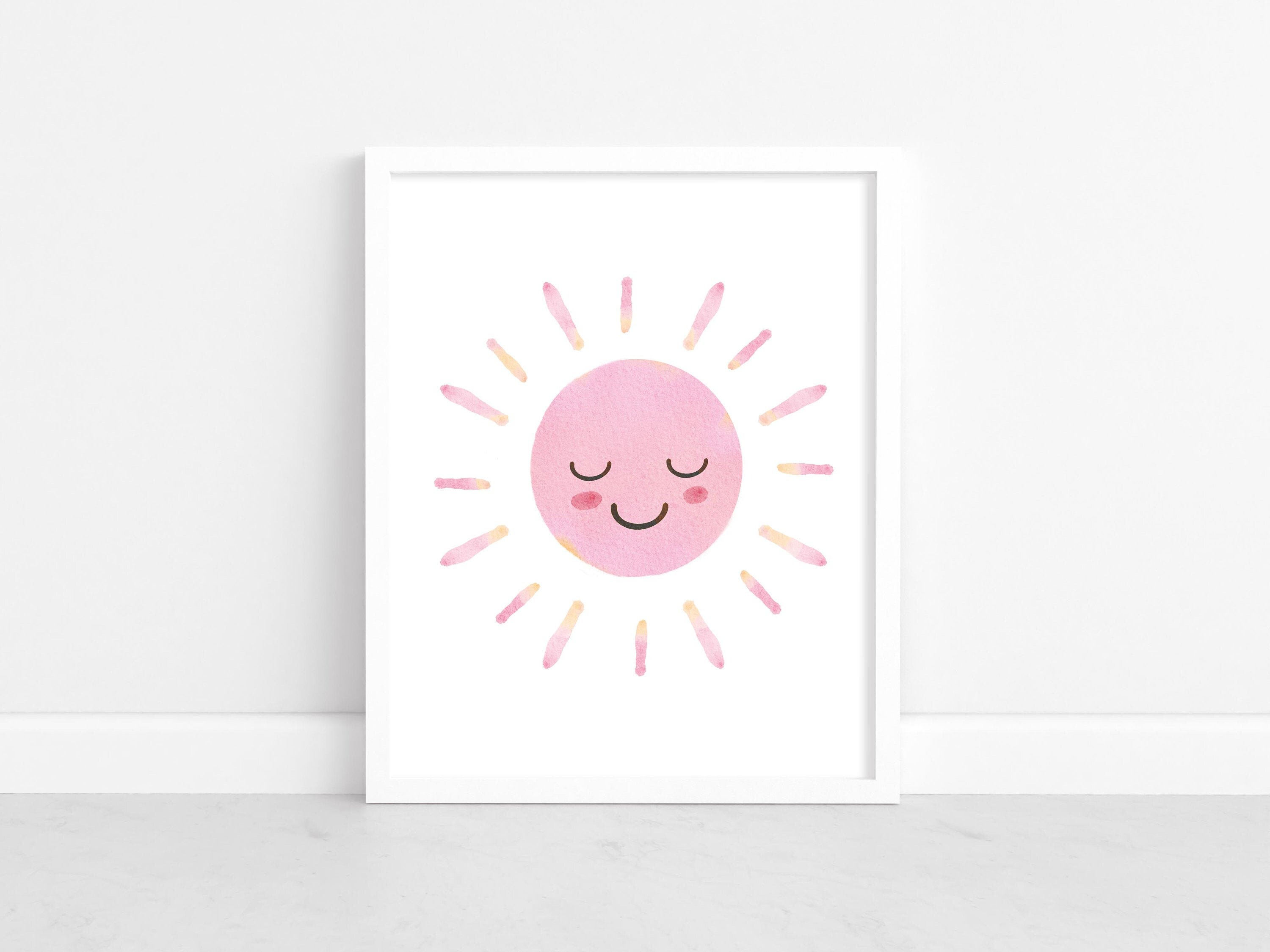 Pink Sun Nursery Print Kids Room Wall Decor Nursery Printable Etsy