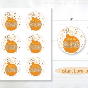 Printable You're the BOMB Gift Tag Seed Bomb Cocoa Bomb Favor Tags Bath ...