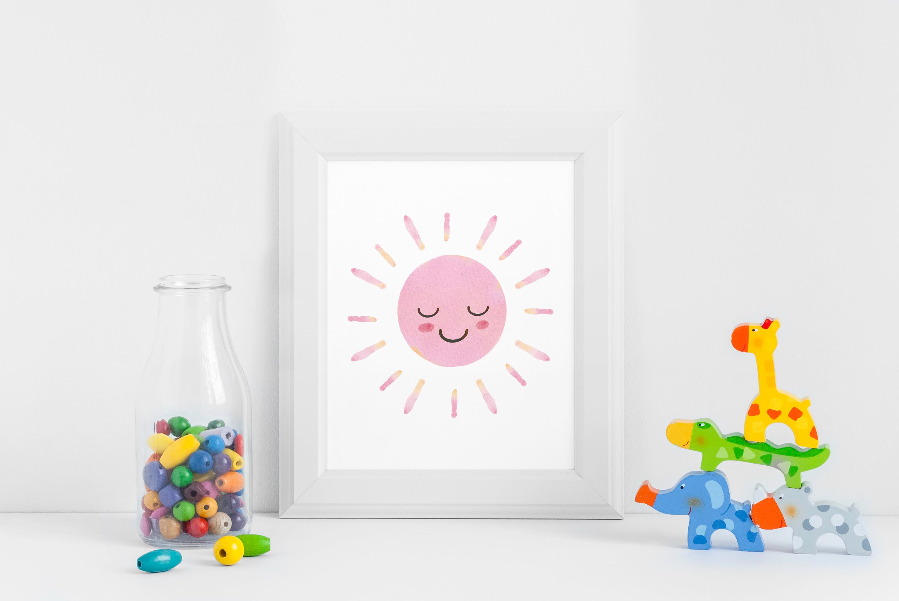 Pink Sun Nursery Print Kids Room Wall Decor Nursery Printable Etsy