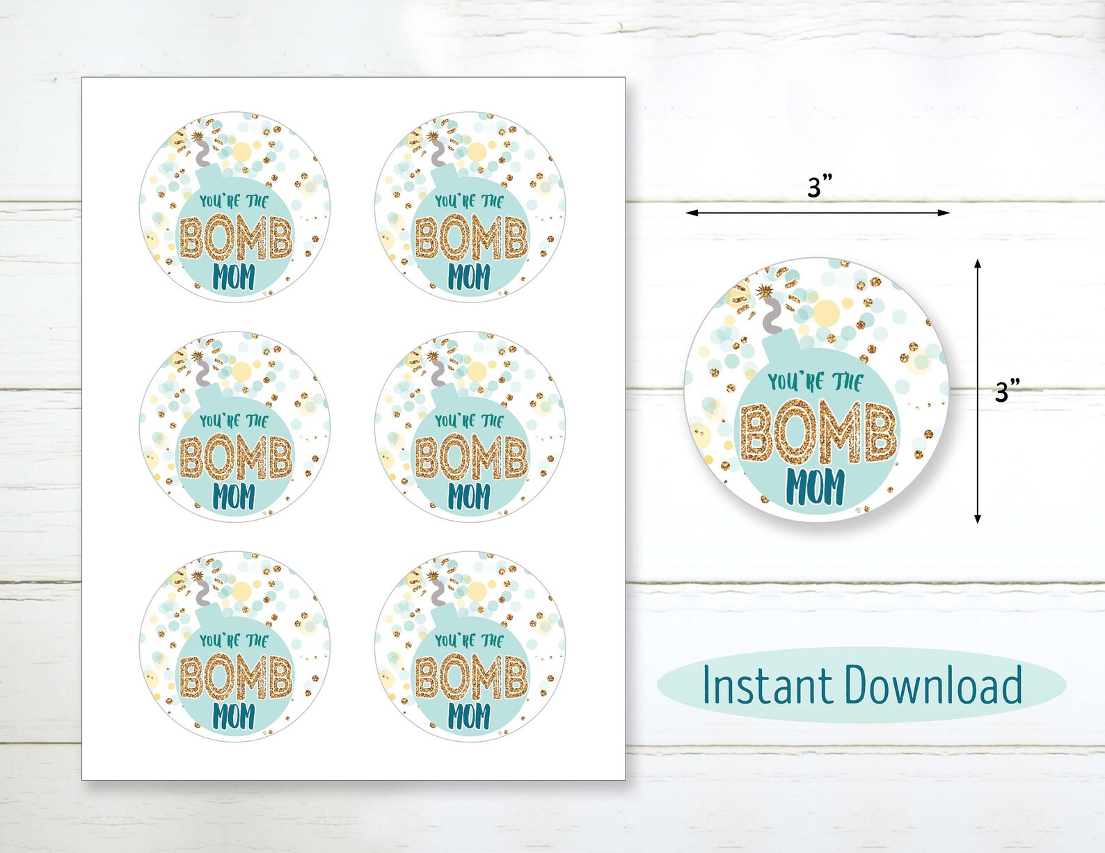 Printable You're the BOMB Mom Gift Tag Mother's Day | Etsy