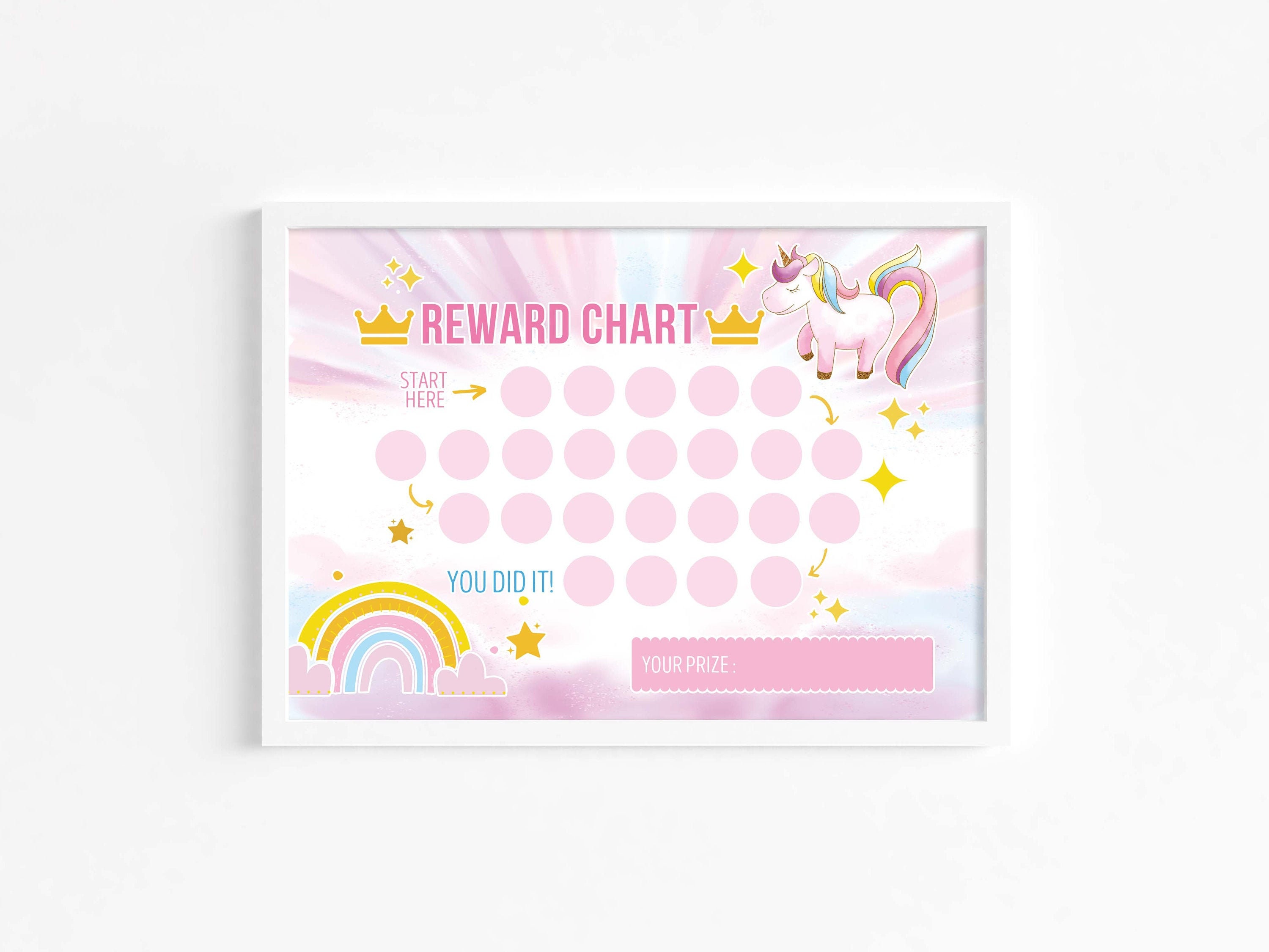editable unicorn reward chart for kids behavior chart toddler etsy
