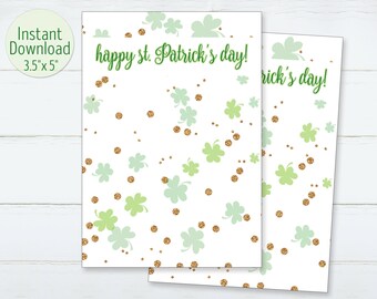 St. Patrick's Day Mini Cookie Card 3.5"x5" Printable Cookie Tags Saint Patricks Card Gift Tag INSTANT DOWNLOAD