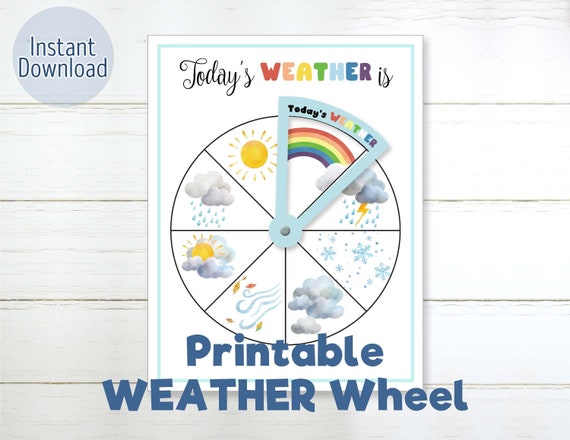 printable today s weather wheel preschool kindergarten etsy