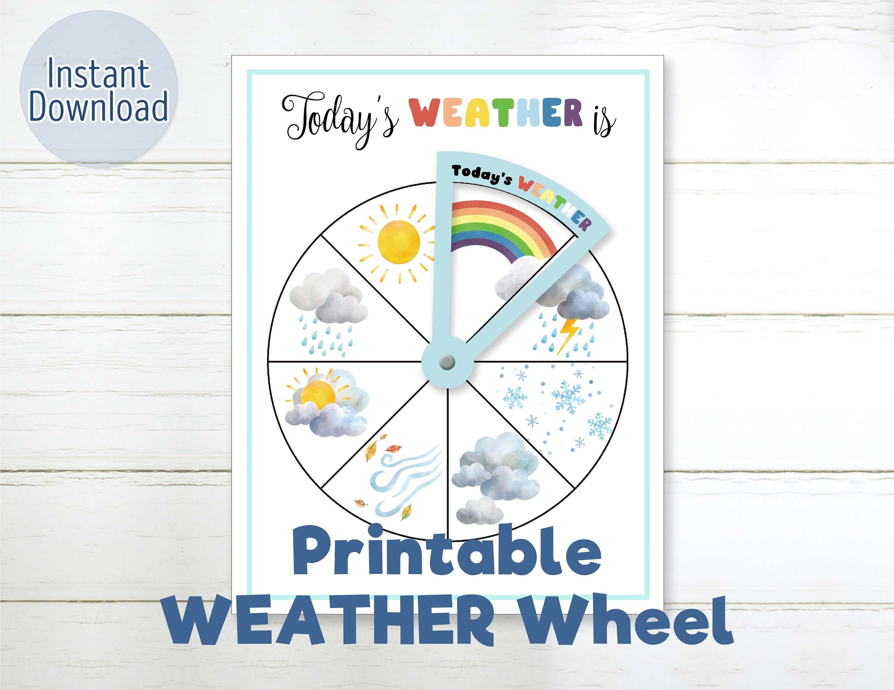 Printable Today s Weather Wheel Preschool Kindergarten Etsy Printable Today s Weather Wheel Preschool Kindergarten Etsy