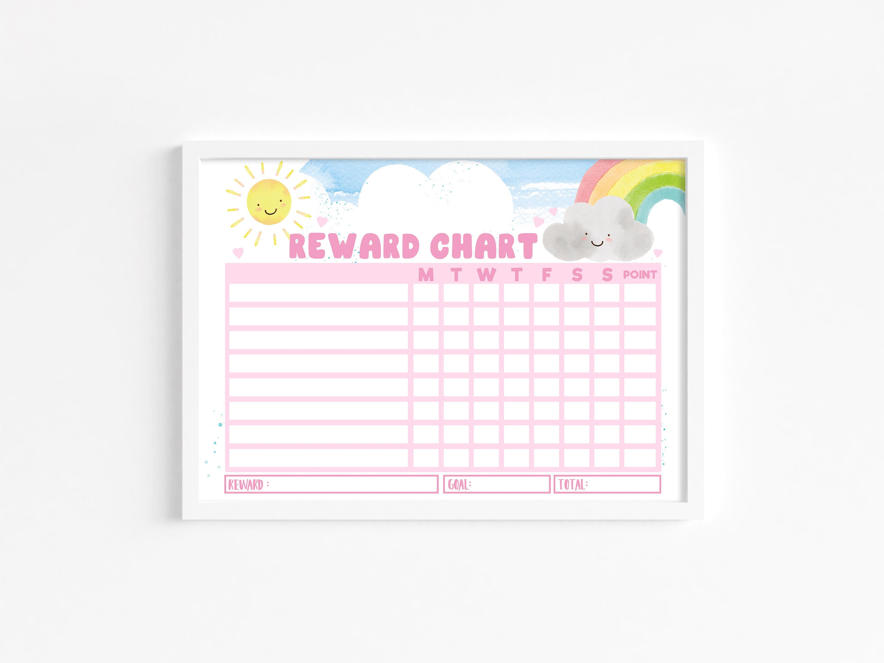 Printable Rainbow Kids Reward Chart for Kids Sunshine Behavior Chart ...
