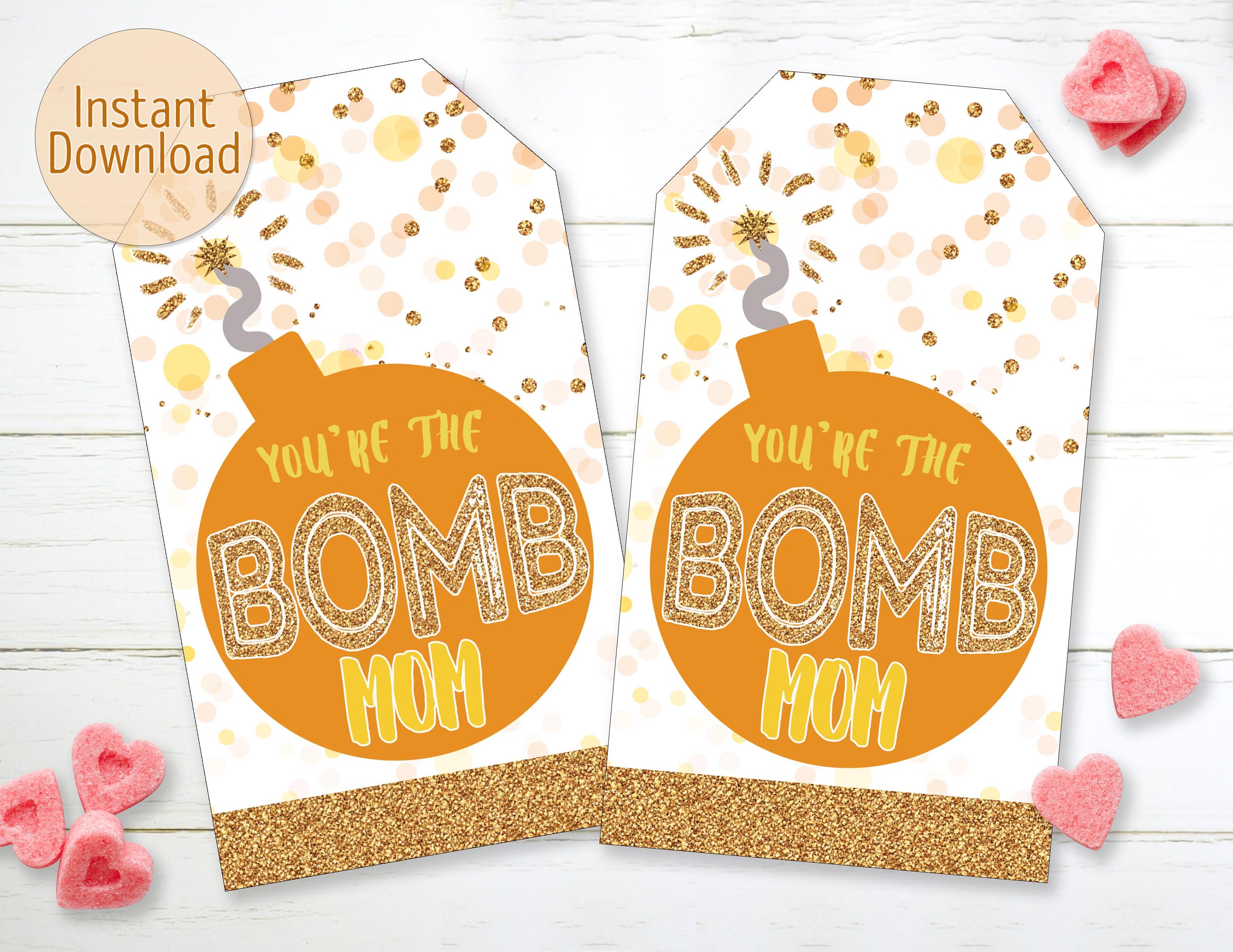 Printable You're The BOMB Mom Mother's Day Gift Tag | Etsy