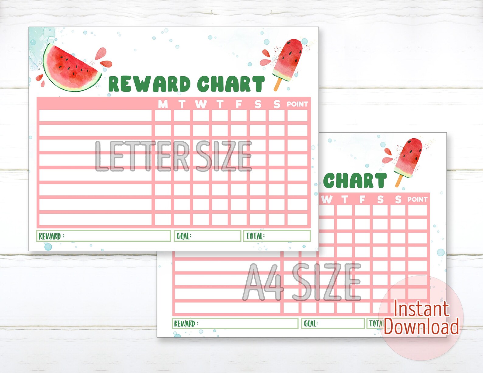 Printable Watermelon Reward Chart for Kids Summer Fruits Etsy