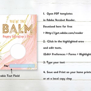 Editable EOS Lip Balm Valentine, You're the Balm Valentine, Chapstick ...