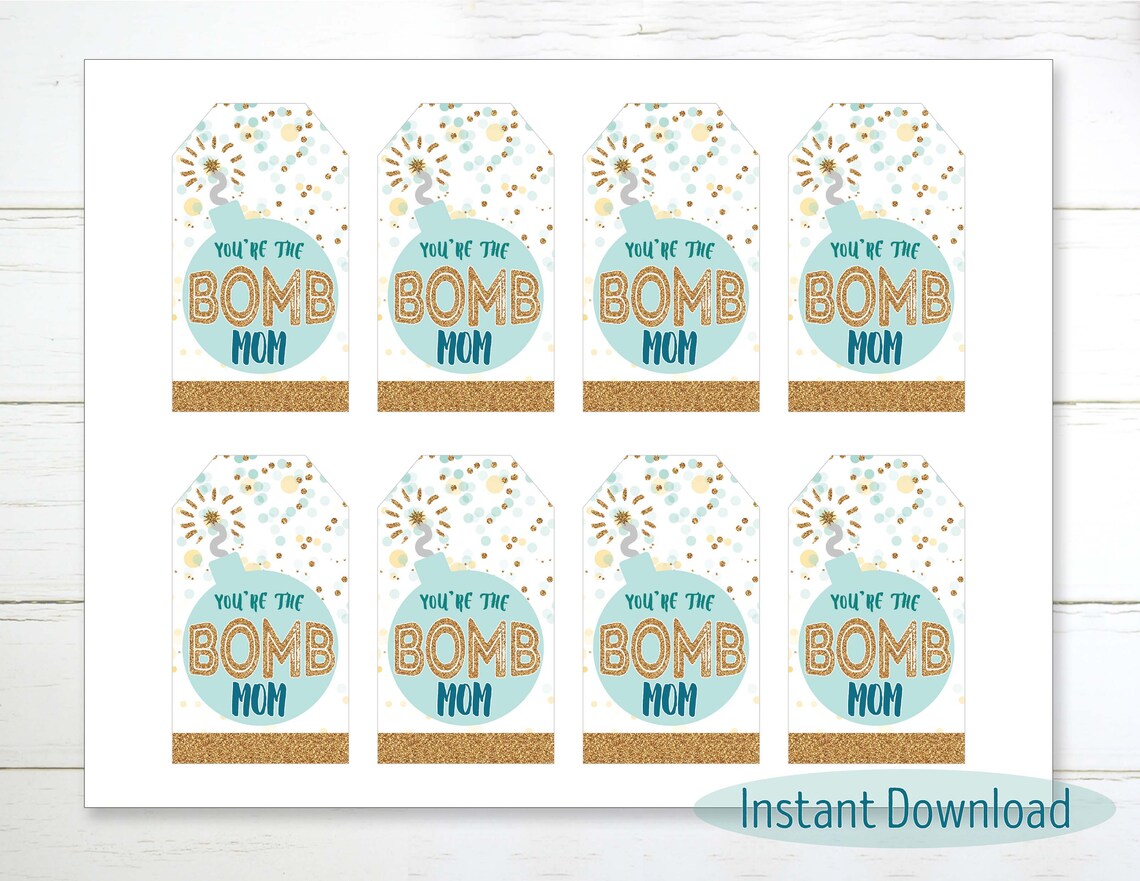 Printable You're the BOMB Mom Gift Tag Mother's Day - Etsy