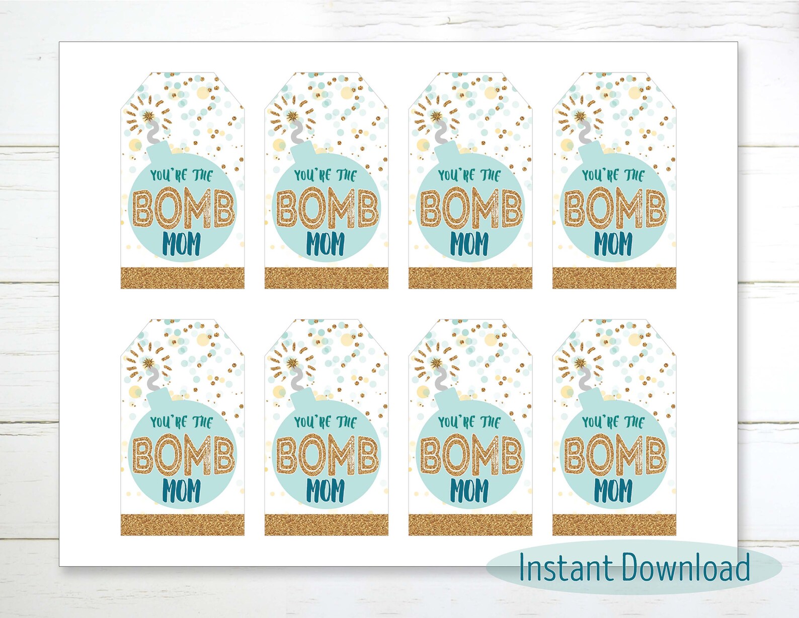 Printable You're the BOMB Mom Gift Tag Mother's Day - Etsy